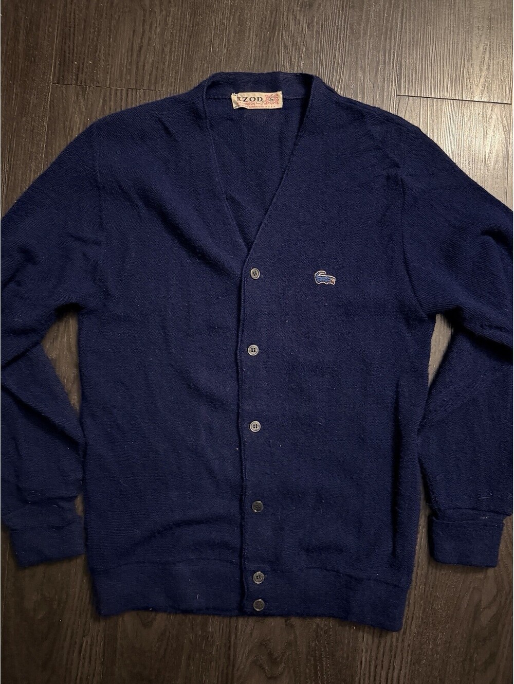 Vintage Izod Lacoste Sweater Cardigan Button Navy Blue Lg  Grandpacore
